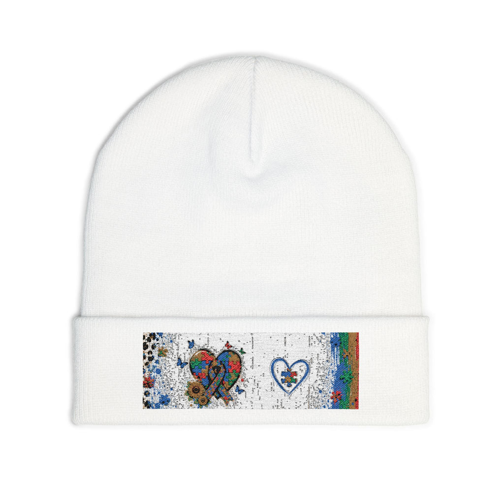 Rainbow Heart Beanie 💛 | Autism Awareness Knit Hat | NeuroVibe Shop™