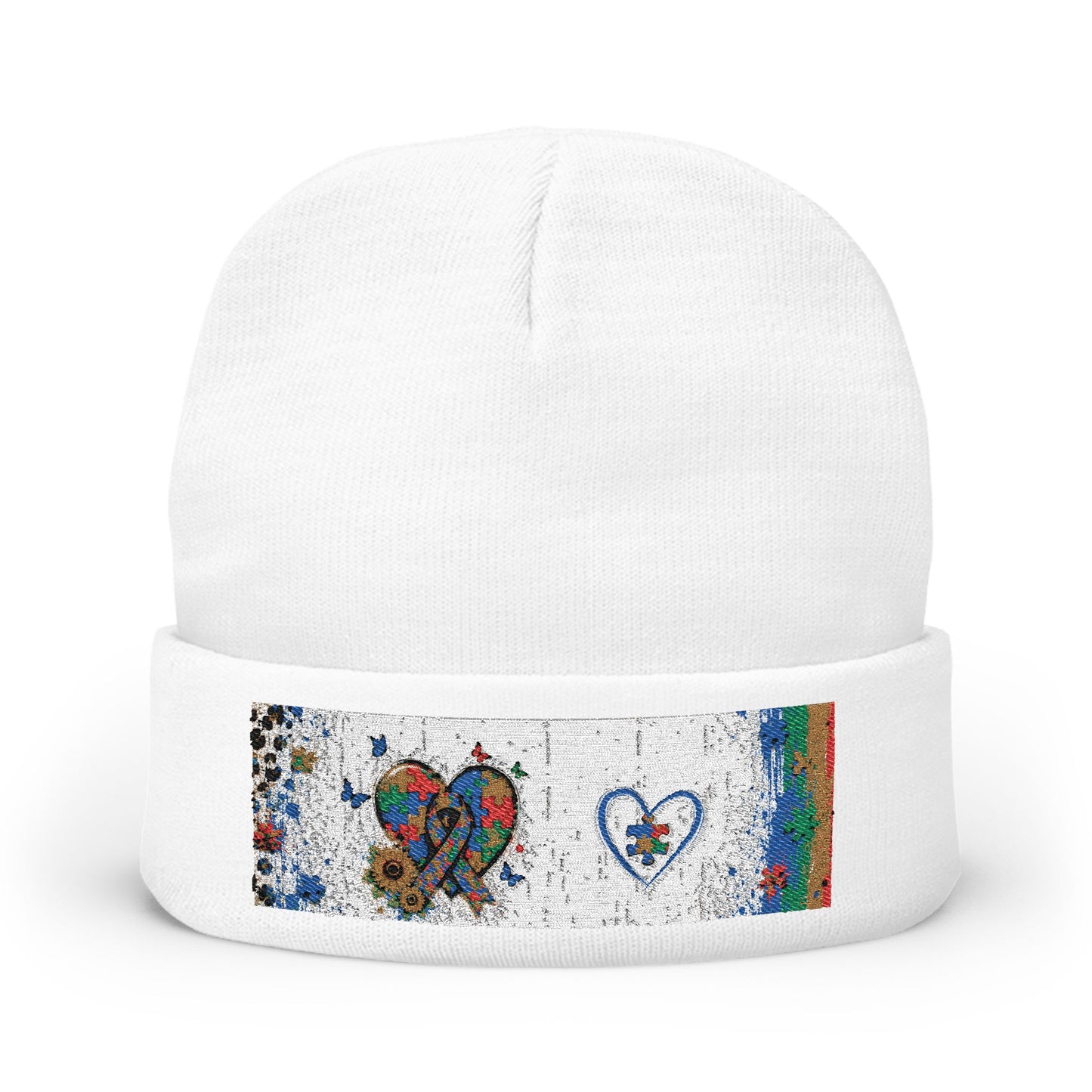 Rainbow Heart Beanie 💛 | Autism Awareness Knit Hat | NeuroVibe Shop™