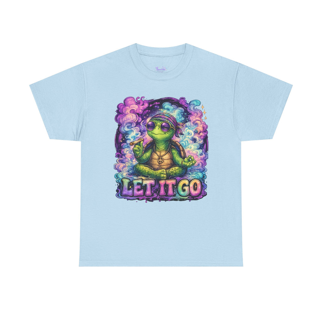 Let It Go Turtle T-Shirt | Chill Turtle Graphic Tee | Retro Hippie Turtle Shirt | Positive Vibes Relaxation Tee | Colorful Smoke Art Shirt