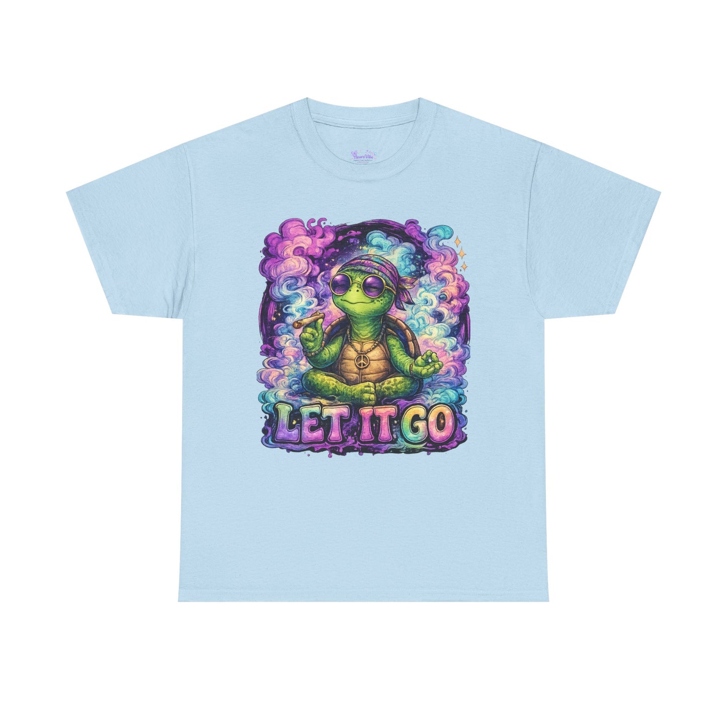 Let It Go Turtle T-Shirt | Chill Turtle Graphic Tee | Retro Hippie Turtle Shirt | Positive Vibes Relaxation Tee | Colorful Smoke Art Shirt