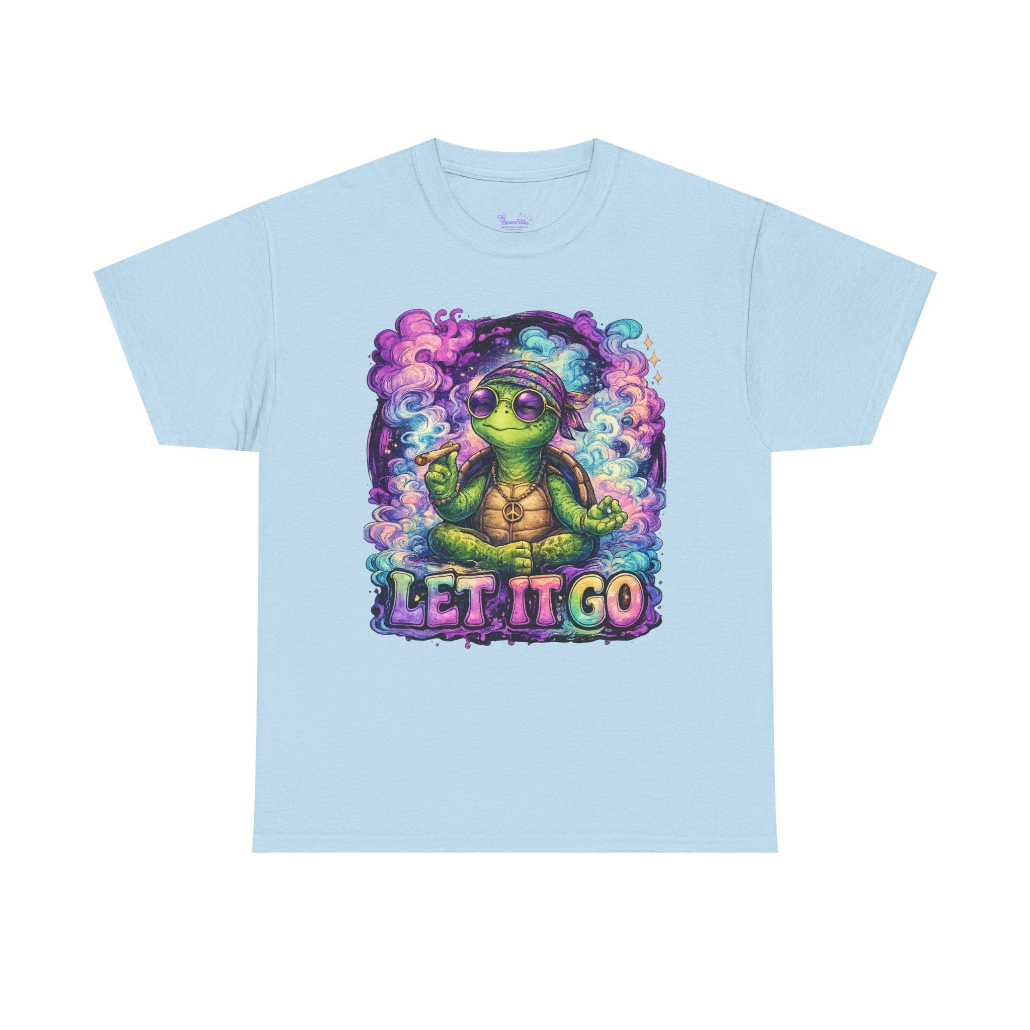 Let It Go Turtle T-Shirt | Chill Turtle Graphic Tee | Retro Hippie Turtle Shirt | Positive Vibes Relaxation Tee | Colorful Smoke Art Shirt