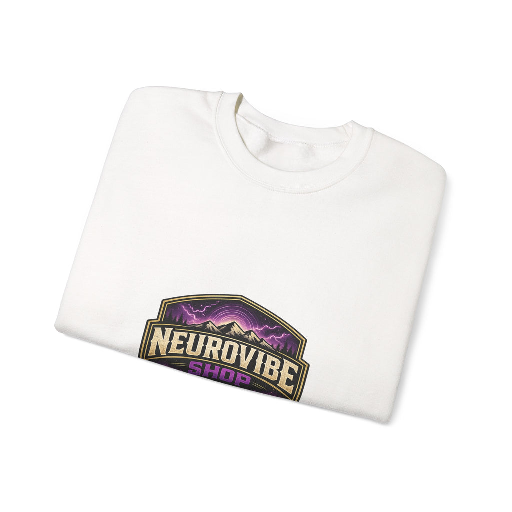 NeuroVibe Shop Ignite Your Mind Crewneck Sweatshirt | Purple Lightning Brain Graphic | Neurodiversity Awareness Pullover | Motivational Mental Health Apparel