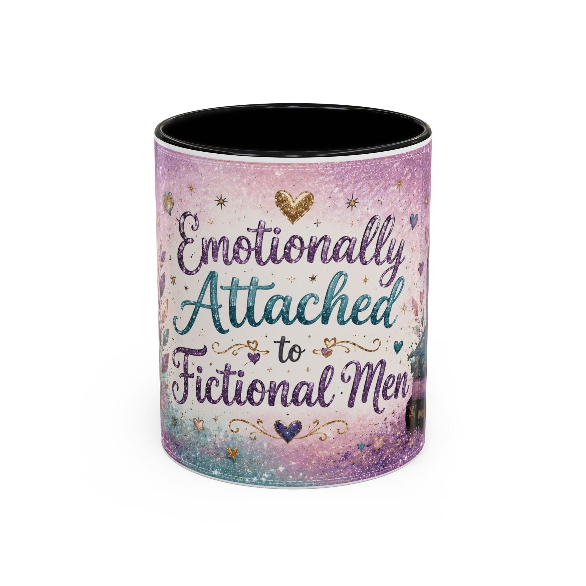 Emotionally Attached to Fictional Men Mug 💜 | Romance Reader Coffee Cup | NeuroVibe Shop™