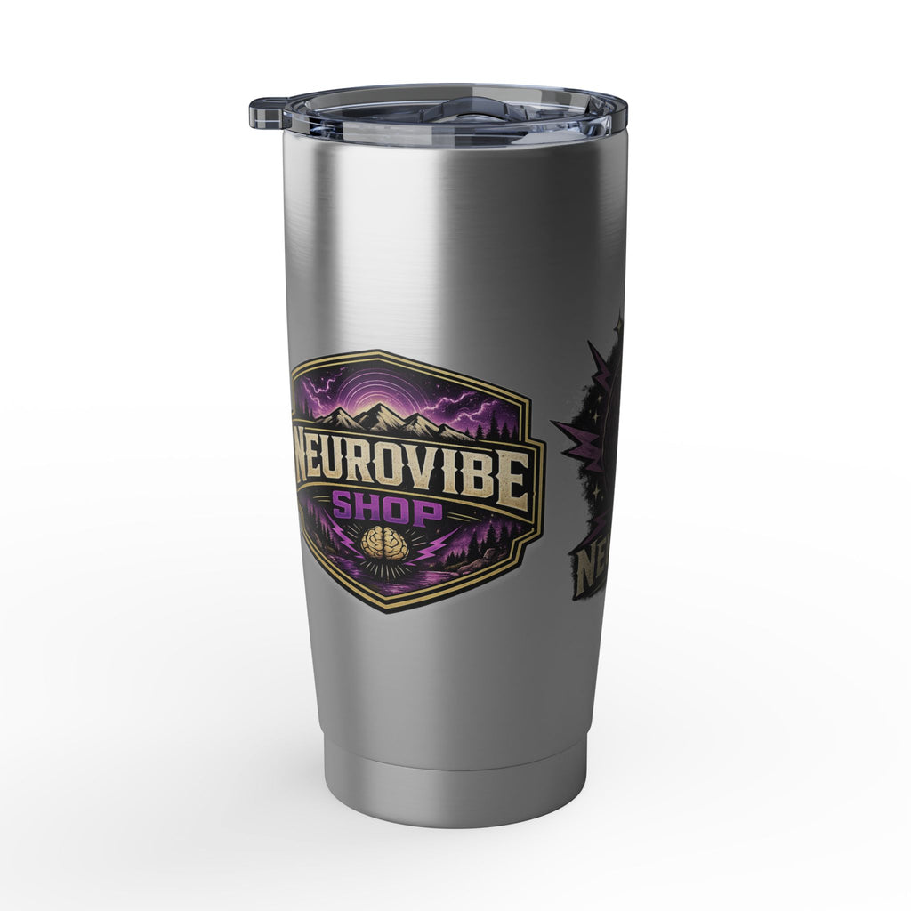 NeuroVibe Shop Ignite Your Mind 20oz Tumbler | Purple Lightning Brain Design | ADHD Autism Awareness Travel Mug | Neurodiversity Mental Health Gift