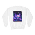 Axolotl Moonlight Youth Crewneck Sweatshirt | Cute Kawaii Night Sky Kids Pullover | NeuroVibe Shop™