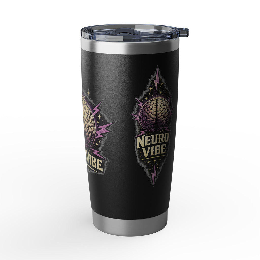 NeuroVibe Shop Ignite Your Mind 20oz Tumbler | Purple Lightning Brain Design | ADHD Autism Awareness Travel Mug | Neurodiversity Mental Health Gift