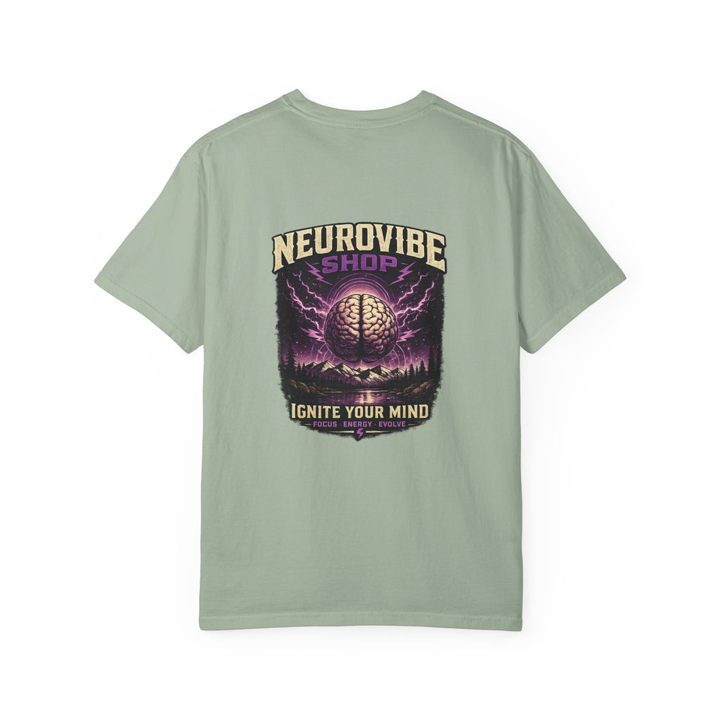 NeuroVibe Shop Ignite Your Mind T-Shirt | Purple Lightning Brain Graphic Tee | Neurodiversity Awareness Shirt | ADHD Autism Mental Health Support Apparel