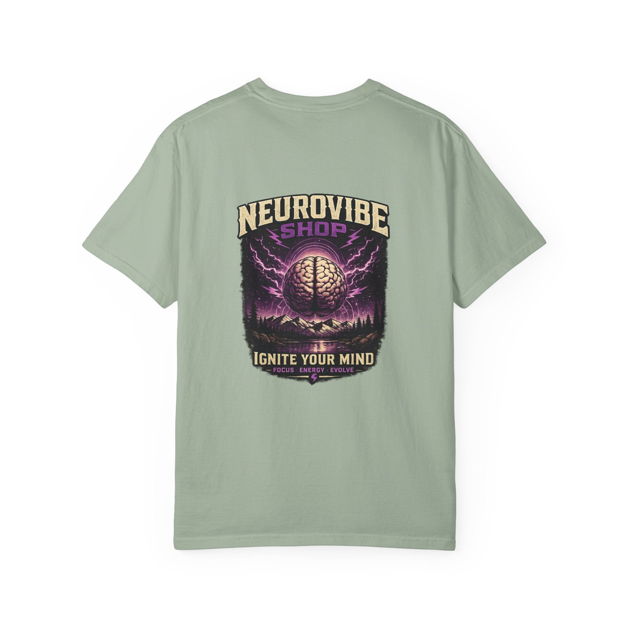 NeuroVibe Shop Ignite Your Mind T-Shirt | Purple Lightning Brain Graphic Tee | Neurodiversity Awareness Shirt | ADHD Autism Mental Health Support Apparel