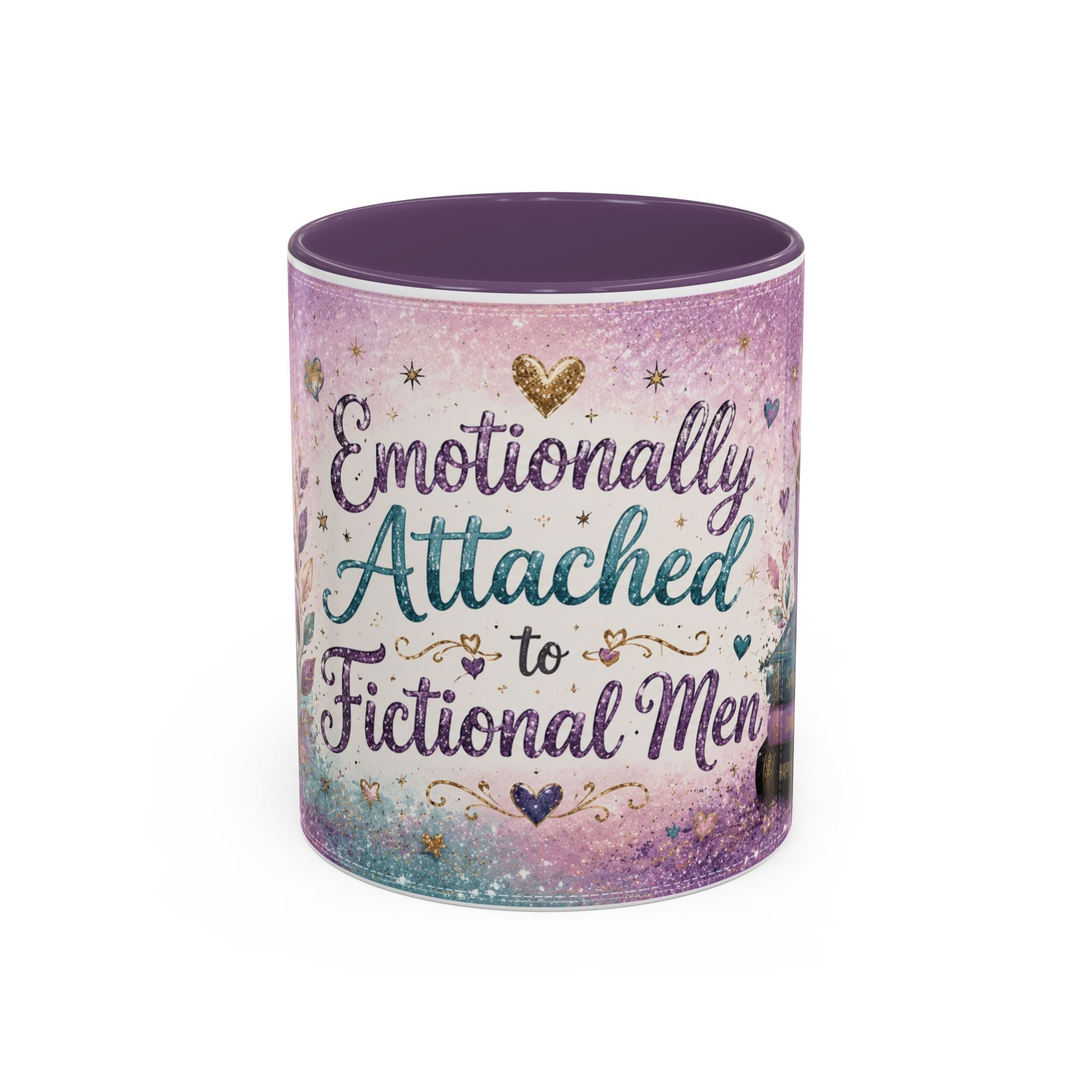 Emotionally Attached to Fictional Men Mug 💜 | Romance Reader Coffee Cup | NeuroVibe Shop™