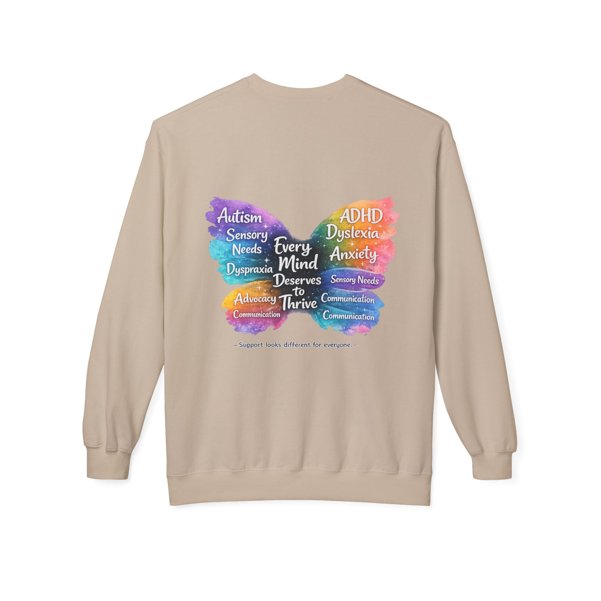 Different Needs Same Worth Crewneck | Special Needs Awareness Sweatshirt | Neurodiversity Acceptance Butterfly Sweatshirt | Inclusion Support Sweatshirt