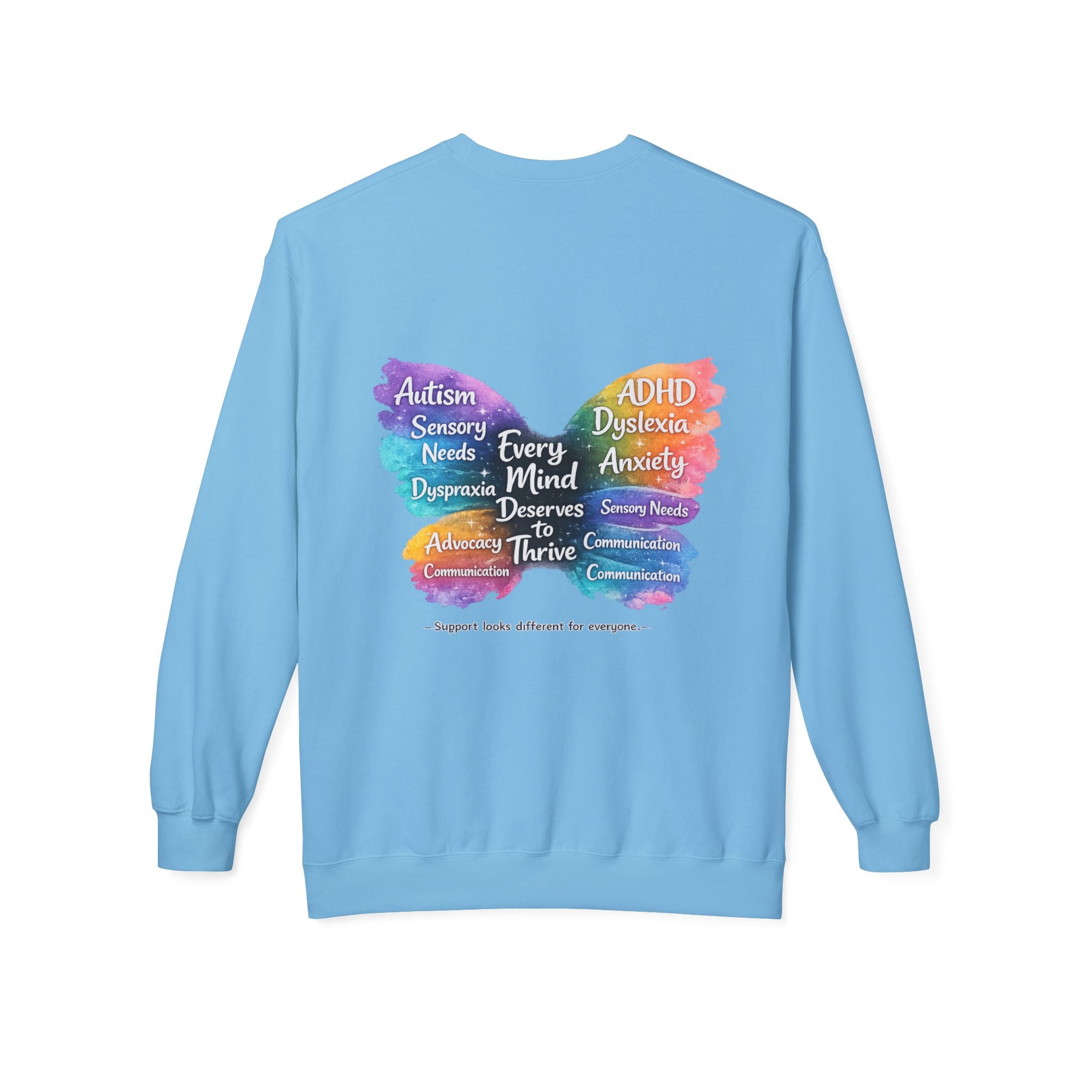 Different Needs Same Worth Crewneck | Special Needs Awareness Sweatshirt | Neurodiversity Acceptance Butterfly Sweatshirt | Inclusion Support Sweatshirt