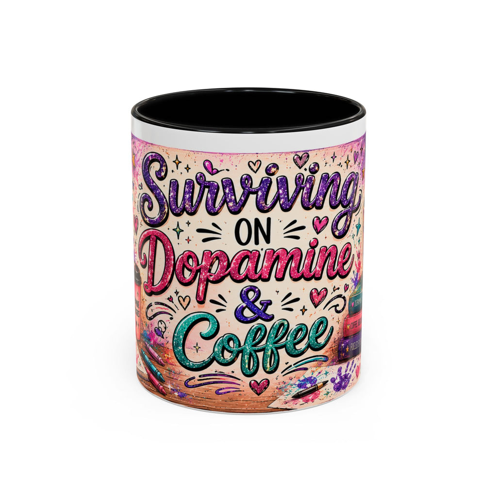 Surviving on Dopamine & Coffee Mug ☕ | Neurospicy Glitter Accent Cup | NeuroVibe Shop™