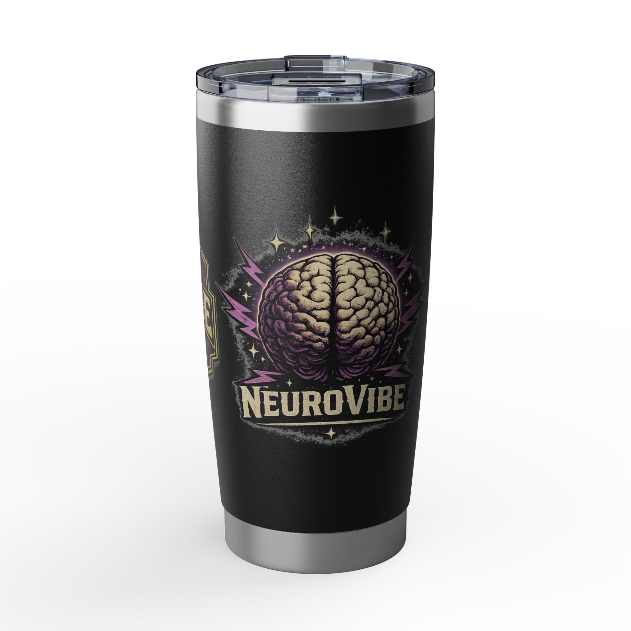 NeuroVibe Shop Ignite Your Mind 20oz Tumbler | Purple Lightning Brain Design | ADHD Autism Awareness Travel Mug | Neurodiversity Mental Health Gift