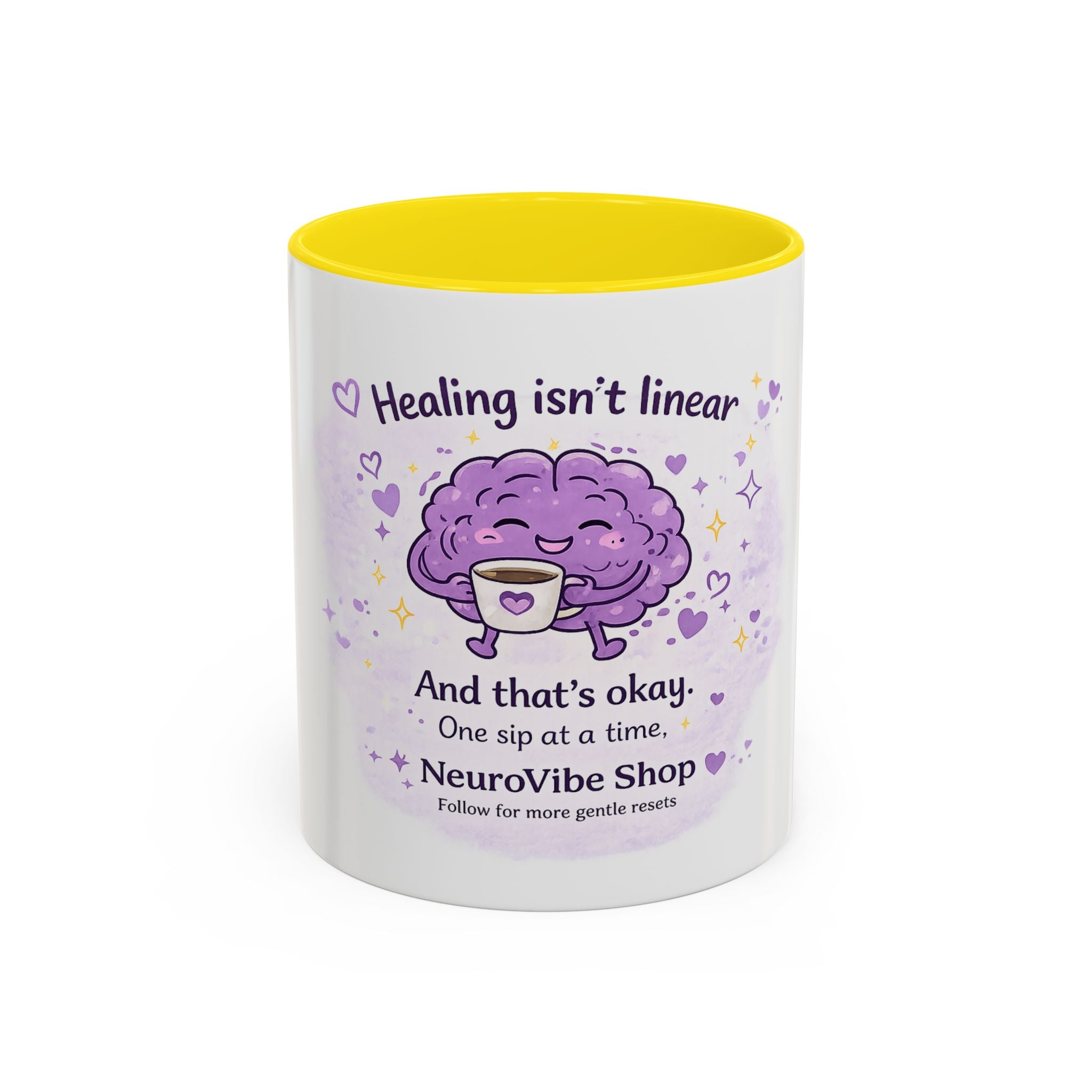 Healing Isn't Linear Coffee Mug | Cute Brain Tea/Coffee Cup, Mental Health Support Gift | NeuroVibe Shop™