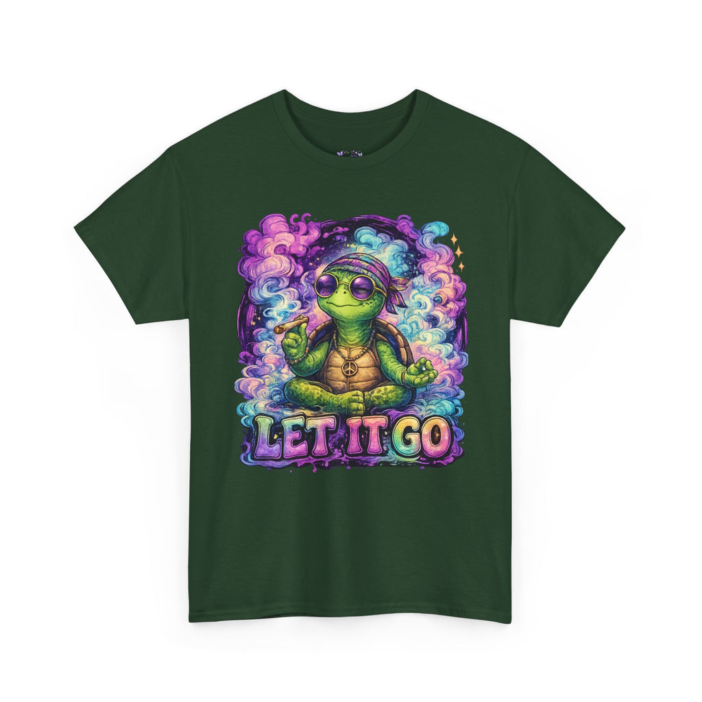 Let It Go Turtle T-Shirt | Chill Turtle Graphic Tee | Retro Hippie Turtle Shirt | Positive Vibes Relaxation Tee | Colorful Smoke Art Shirt