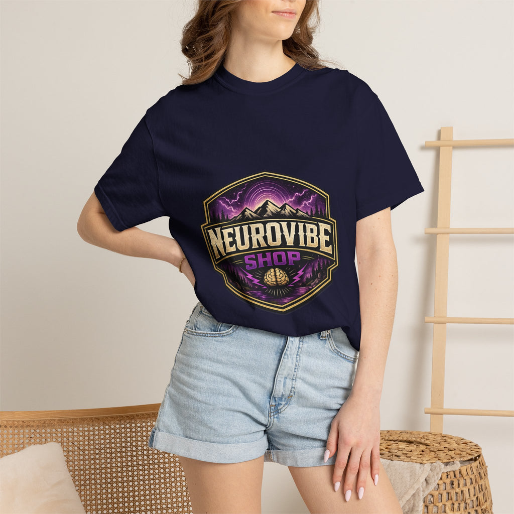 NeuroVibe Shop Ignite Your Mind T-Shirt | Purple Lightning Brain Graphic Tee | Neurodiversity Awareness Shirt | ADHD Autism Mental Health Support Apparel