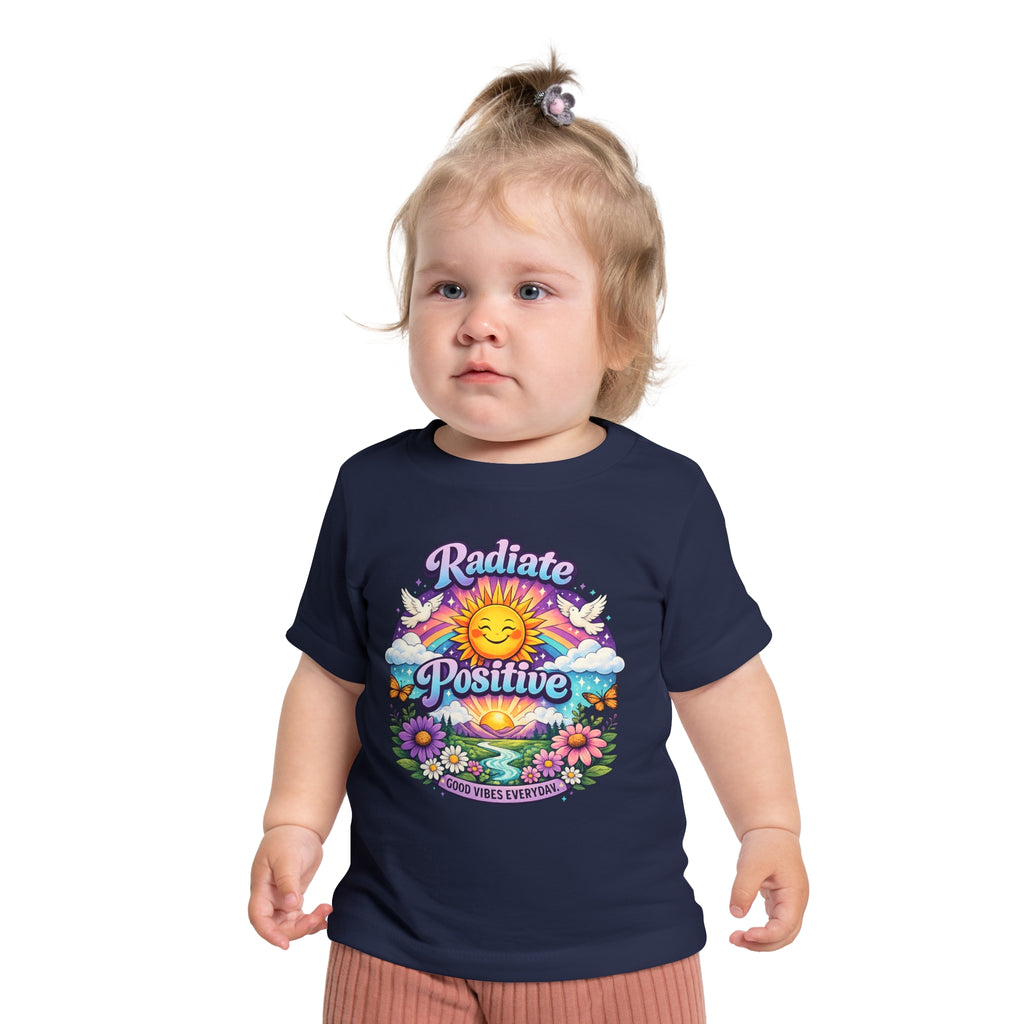 Radiate Positive Toddler T-Shirt – Purple Teal Sunshine Graphic Tee | Positive Vibes Kids Shirt | Inspirational Rainbow Toddler Clothing