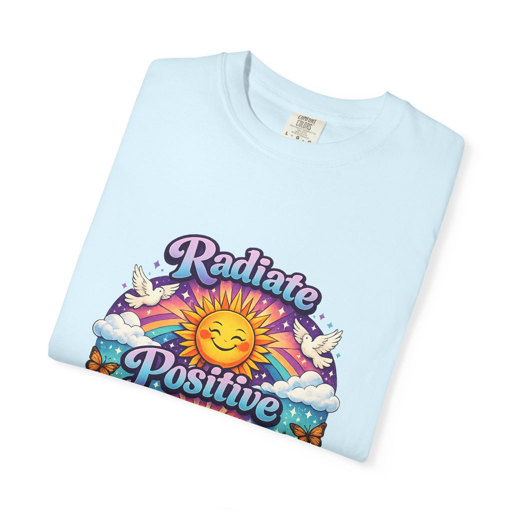 Radiate Positive Shirt – Groovy Purple & Teal Sunshine Floral Tee | Mental Health Awareness Gift