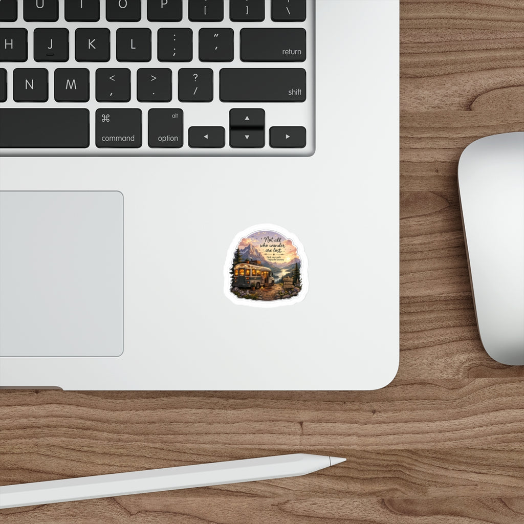 Cozy Mountain Bus Sticker – Wander More, Worry Less Scenic Adventure Decal