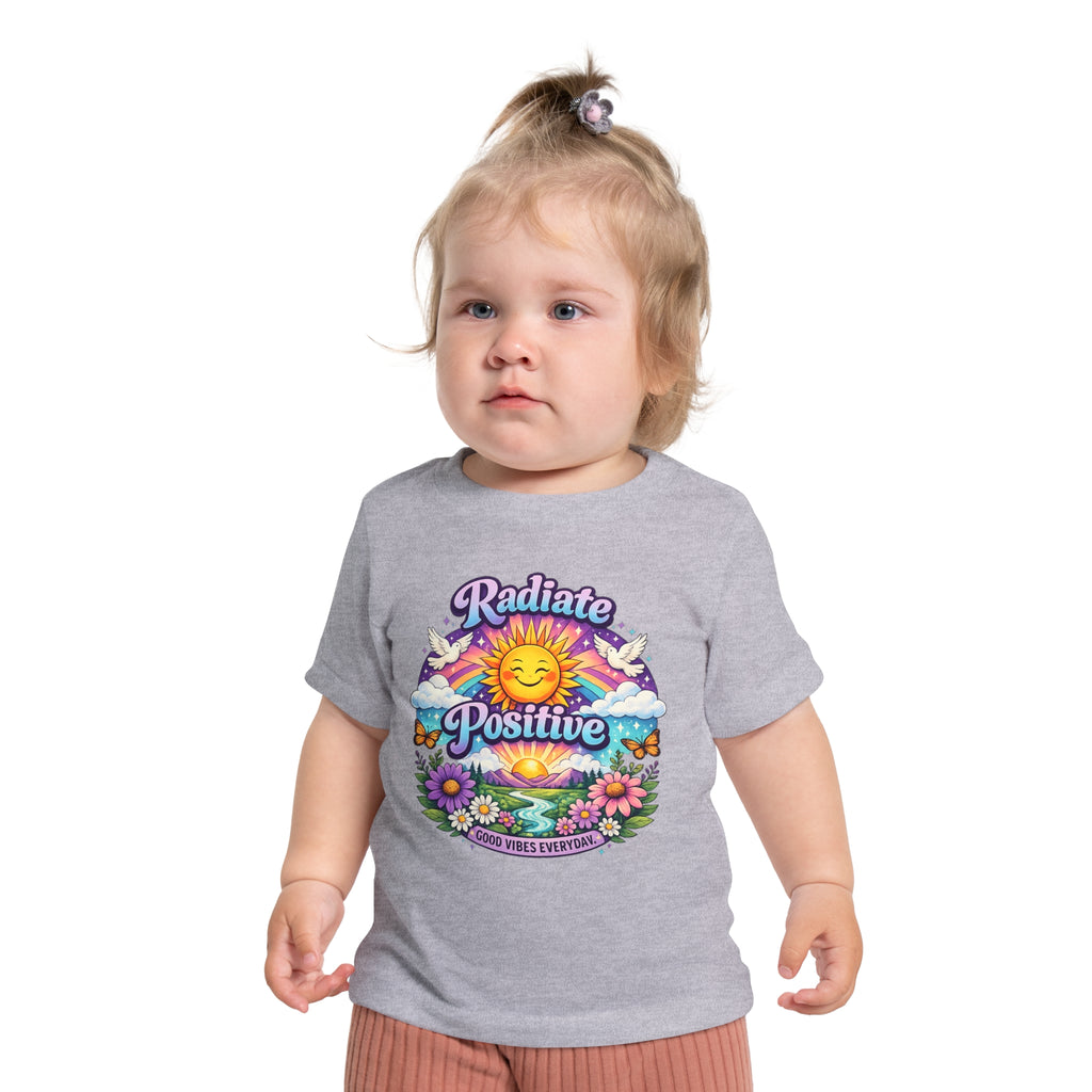 Radiate Positive Toddler T-Shirt – Purple Teal Sunshine Graphic Tee | Positive Vibes Kids Shirt | Inspirational Rainbow Toddler Clothing