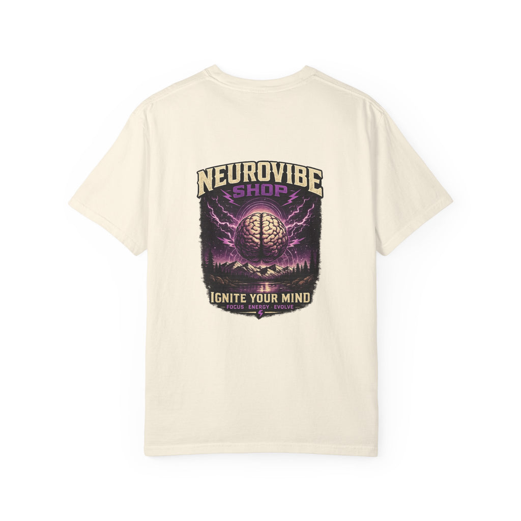 NeuroVibe Shop Ignite Your Mind T-Shirt | Purple Lightning Brain Graphic Tee | Neurodiversity Awareness Shirt | ADHD Autism Mental Health Support Apparel