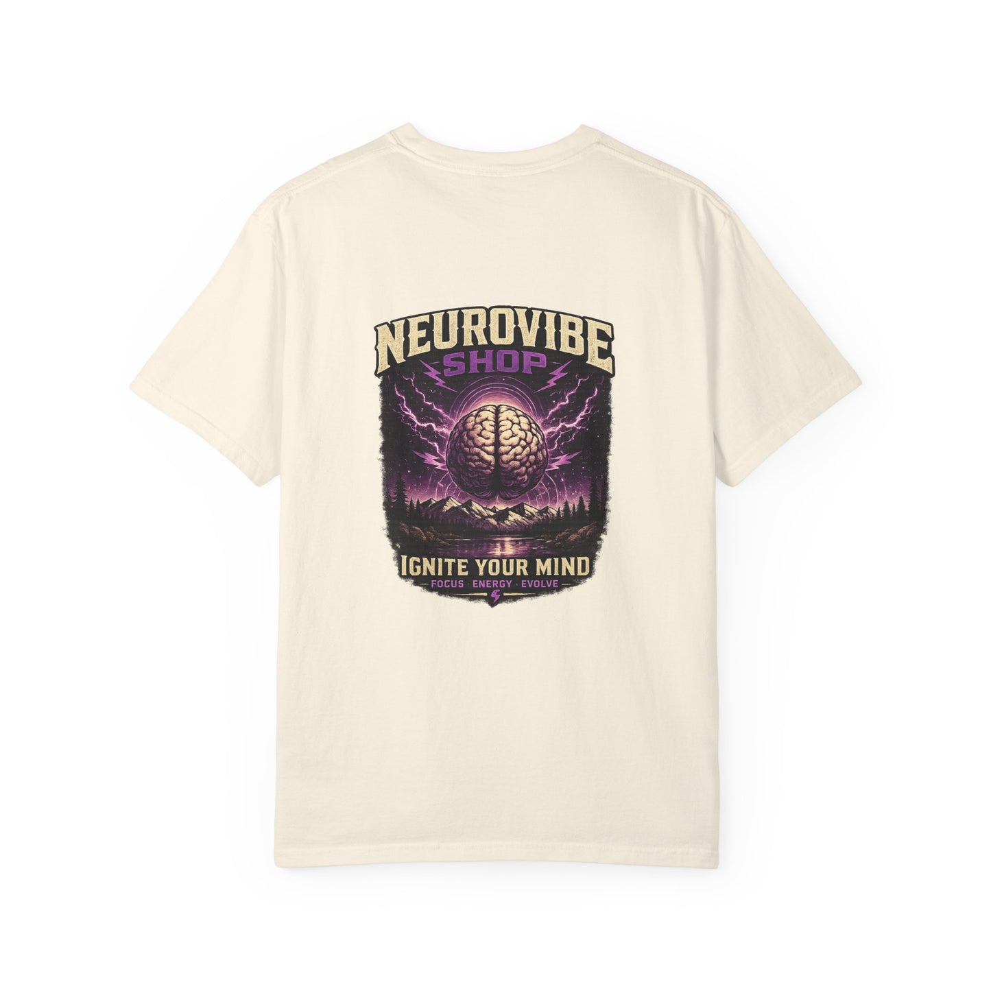 NeuroVibe Shop Ignite Your Mind T-Shirt | Purple Lightning Brain Graphic Tee | Neurodiversity Awareness Shirt | ADHD Autism Mental Health Support Apparel