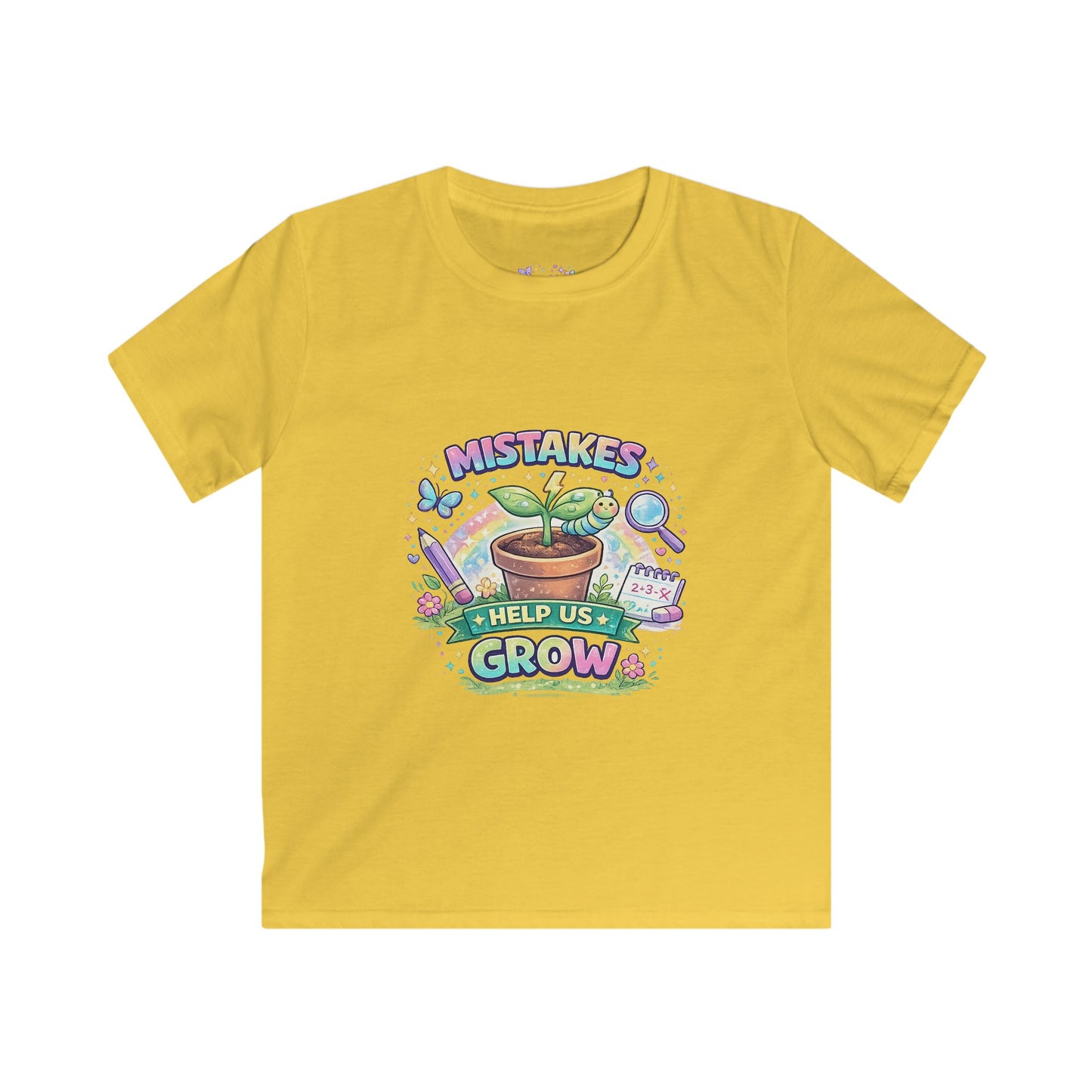 🌱 Mistakes Help Us Grow Shirt | Growth Mindset Graphic Tee | Positive School Apparel for Kids