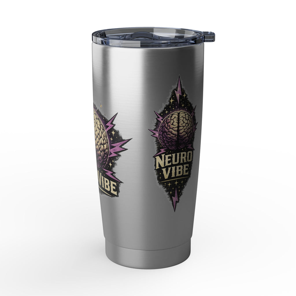 NeuroVibe Shop Ignite Your Mind 20oz Tumbler | Purple Lightning Brain Design | ADHD Autism Awareness Travel Mug | Neurodiversity Mental Health Gift