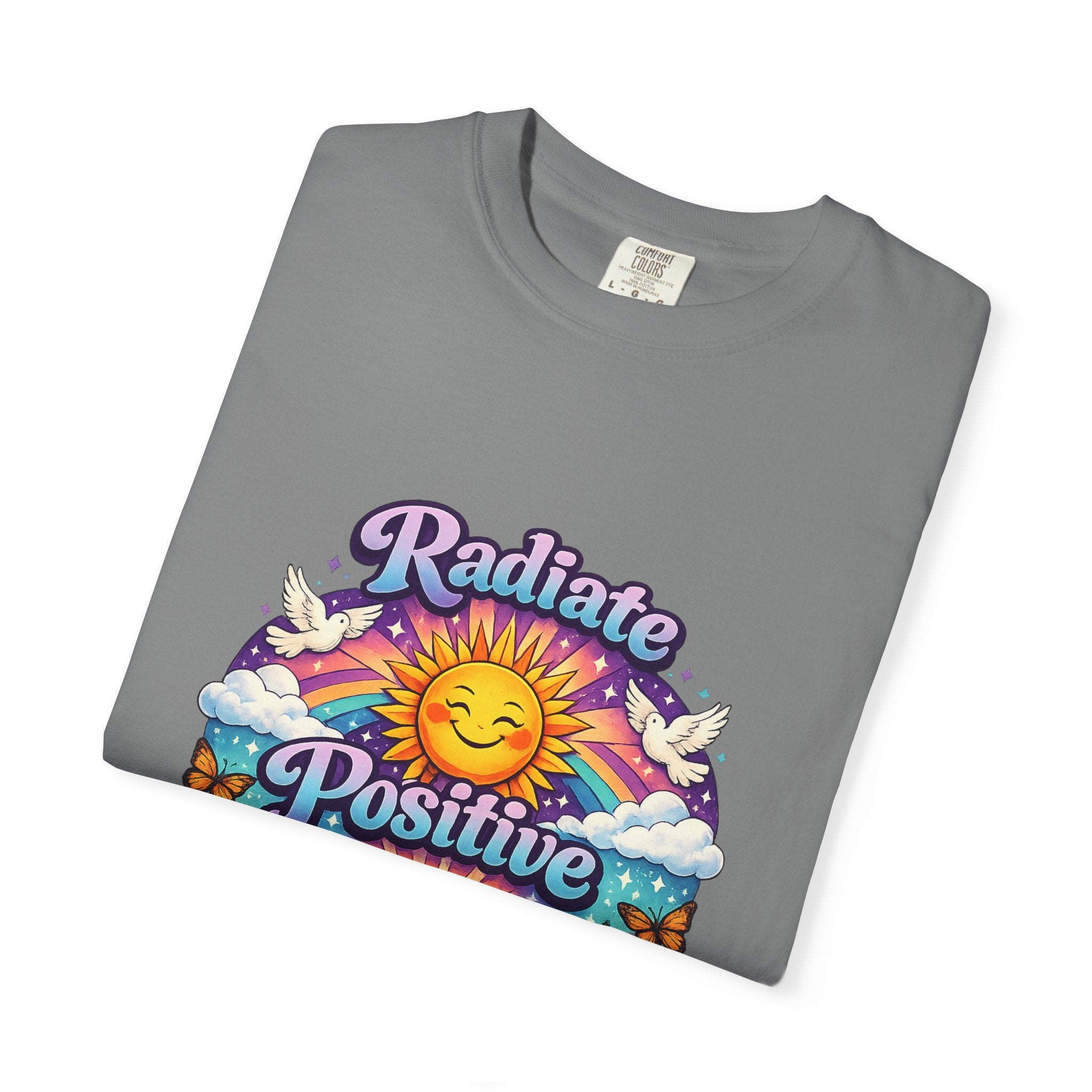 Radiate Positive Shirt – Groovy Purple & Teal Sunshine Floral Tee | Mental Health Awareness Gift