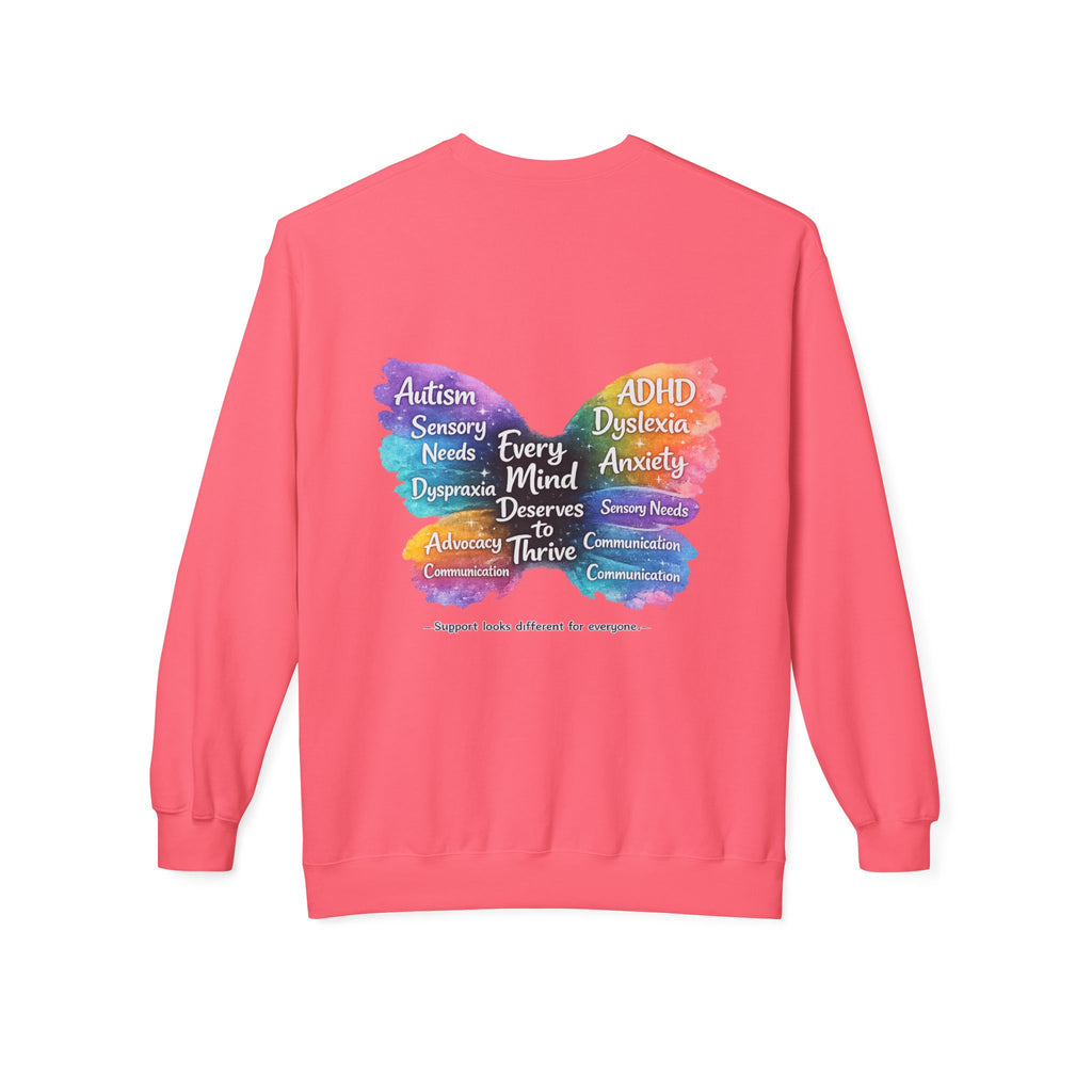 Different Needs Same Worth Crewneck | Special Needs Awareness Sweatshirt | Neurodiversity Acceptance Butterfly Sweatshirt | Inclusion Support Sweatshirt
