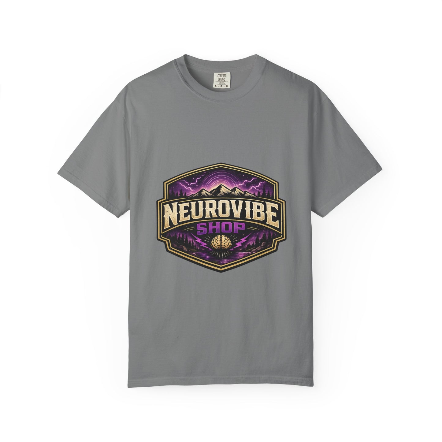 NeuroVibe Shop Ignite Your Mind T-Shirt | Purple Lightning Brain Graphic Tee | Neurodiversity Awareness Shirt | ADHD Autism Mental Health Support Apparel