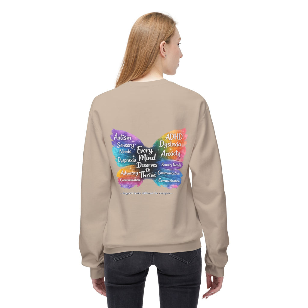 Different Needs Same Worth Crewneck | Special Needs Awareness Sweatshirt | Neurodiversity Acceptance Butterfly Sweatshirt | Inclusion Support Sweatshirt