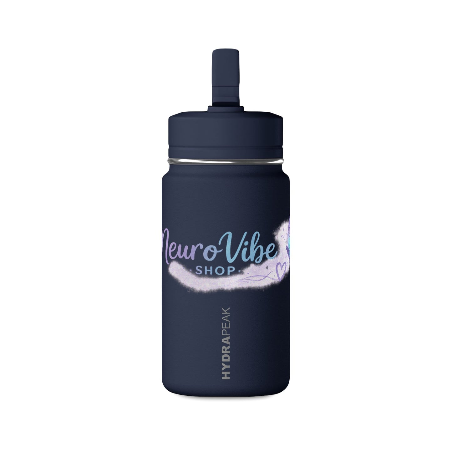 NeuroVibe Butterfly Mini Water Bottle | Kids Back-to-School Drink Bottle | Purple Teal School Hydration Bottle