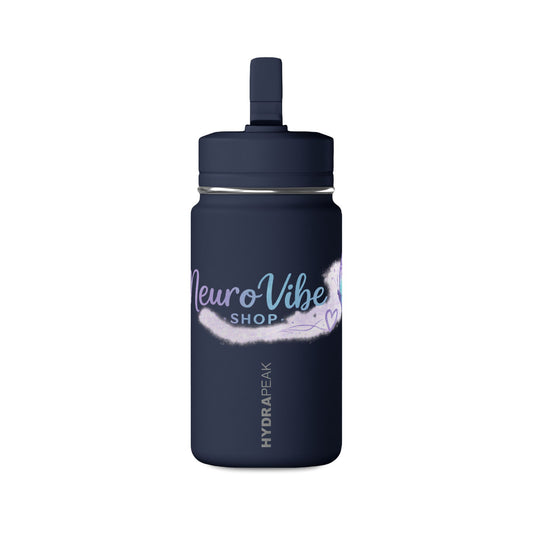 NeuroVibe Butterfly Mini Water Bottle | Kids Back-to-School Drink Bottle | Purple Teal School Hydration Bottle