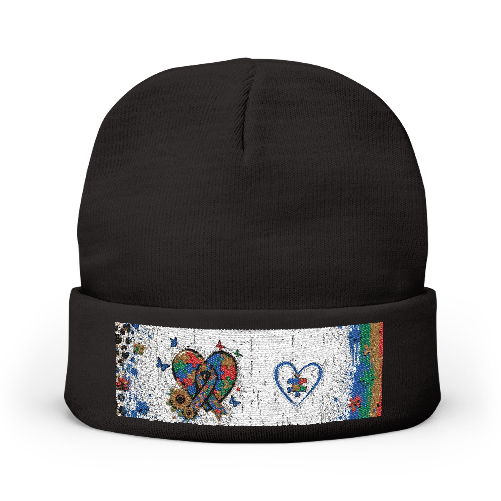 Rainbow Heart Beanie 💛 | Autism Awareness Knit Hat | NeuroVibe Shop™