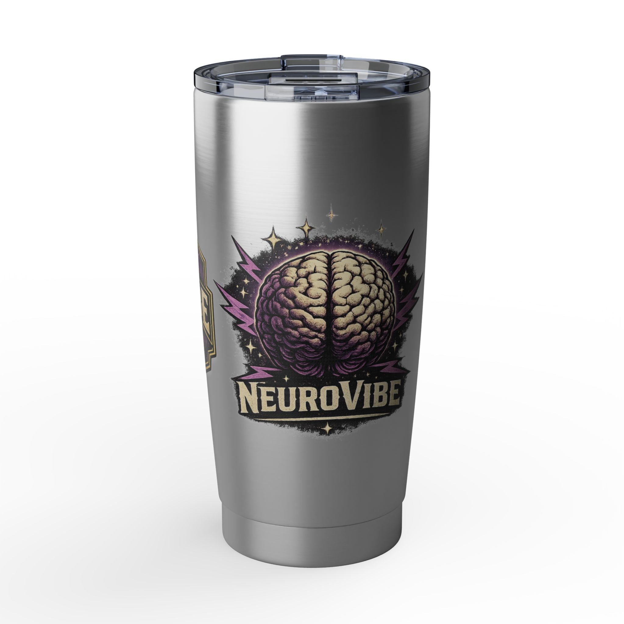 NeuroVibe Shop Ignite Your Mind 20oz Tumbler | Purple Lightning Brain Design | ADHD Autism Awareness Travel Mug | Neurodiversity Mental Health Gift
