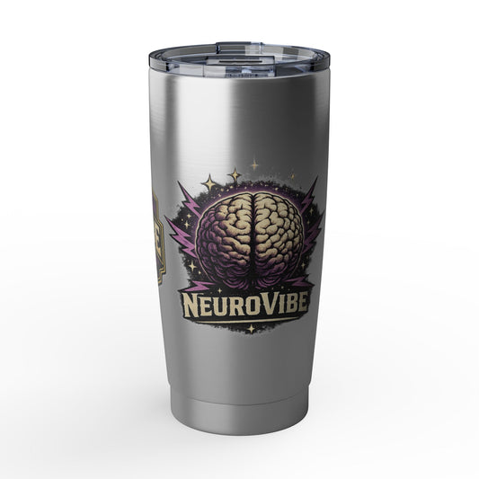 NeuroVibe Shop Ignite Your Mind 20oz Tumbler | Purple Lightning Brain Design | ADHD Autism Awareness Travel Mug | Neurodiversity Mental Health Gift