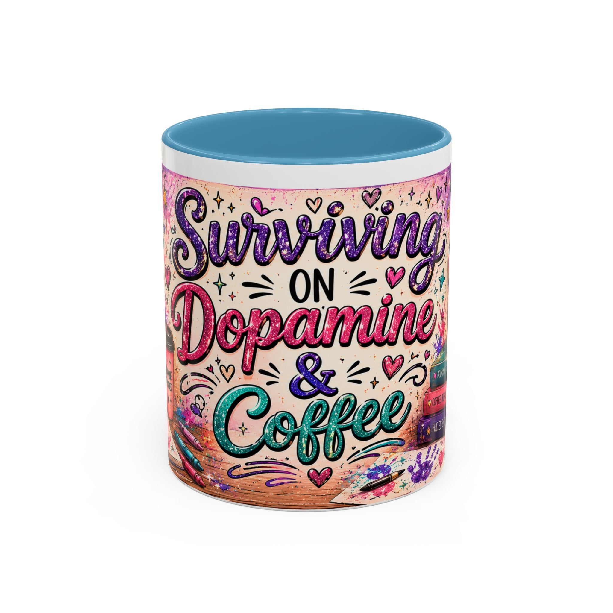 Surviving on Dopamine & Coffee Mug ☕ | Neurospicy Glitter Accent Cup | NeuroVibe Shop™