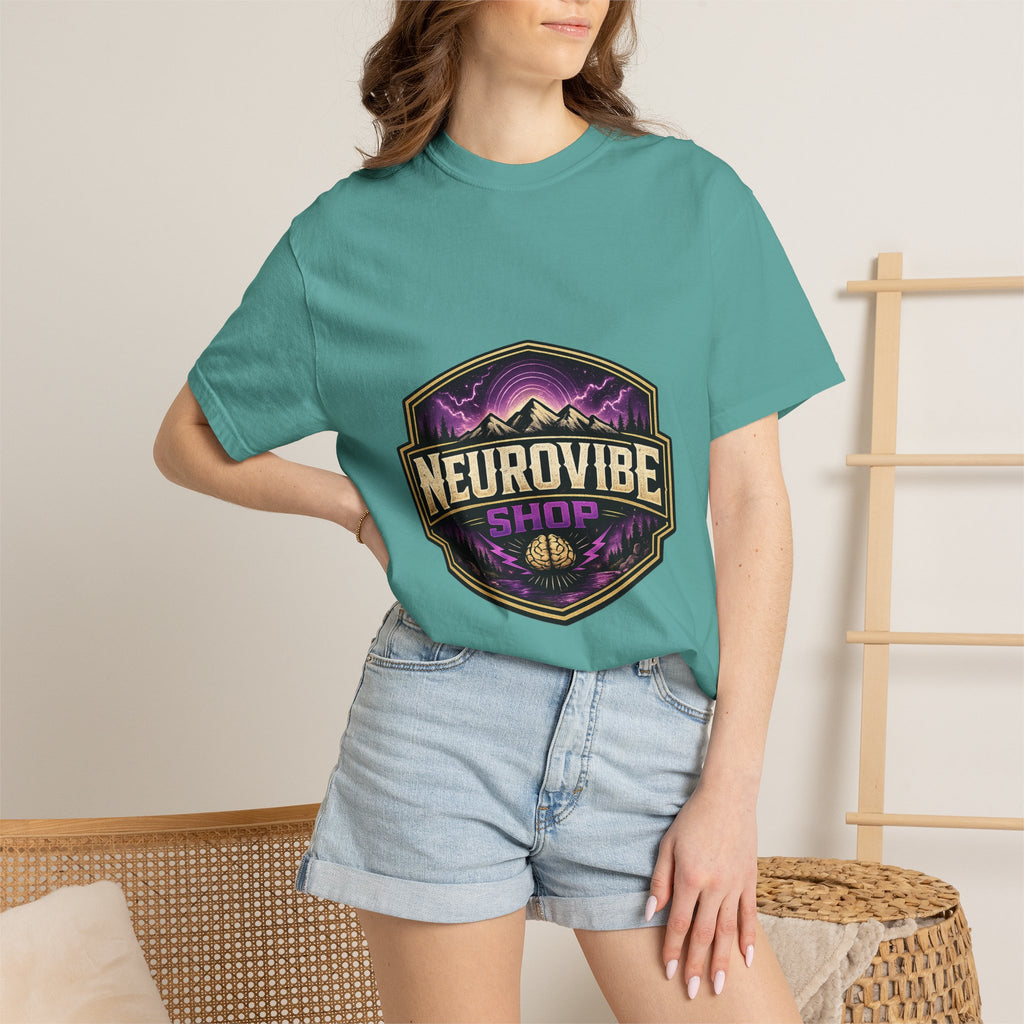 NeuroVibe Shop Ignite Your Mind T-Shirt | Purple Lightning Brain Graphic Tee | Neurodiversity Awareness Shirt | ADHD Autism Mental Health Support Apparel