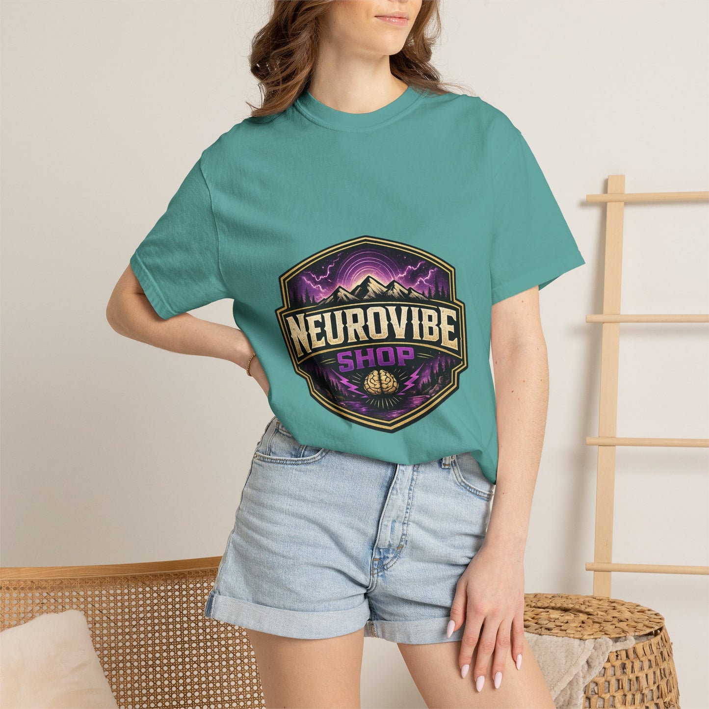 NeuroVibe Shop Ignite Your Mind T-Shirt | Purple Lightning Brain Graphic Tee | Neurodiversity Awareness Shirt | ADHD Autism Mental Health Support Apparel