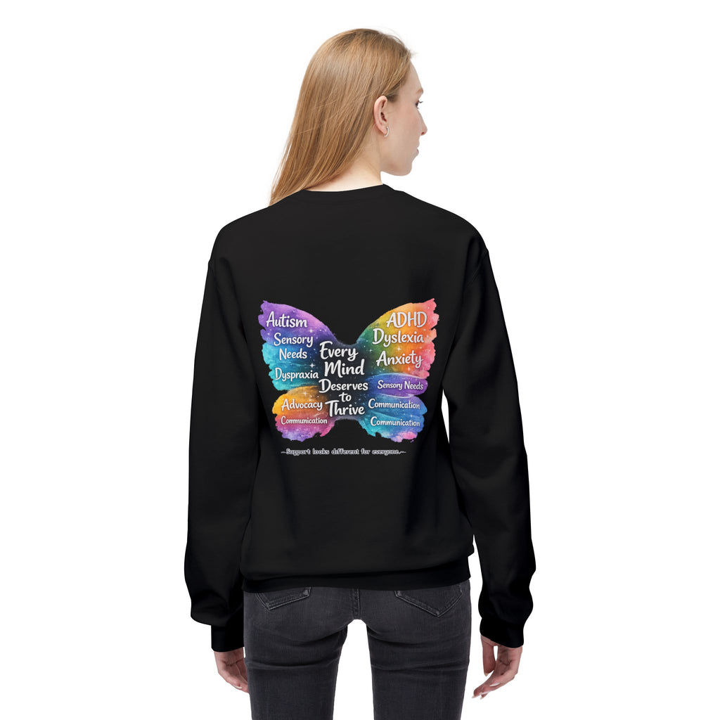 Different Needs Same Worth Crewneck | Special Needs Awareness Sweatshirt | Neurodiversity Acceptance Butterfly Sweatshirt | Inclusion Support Sweatshirt
