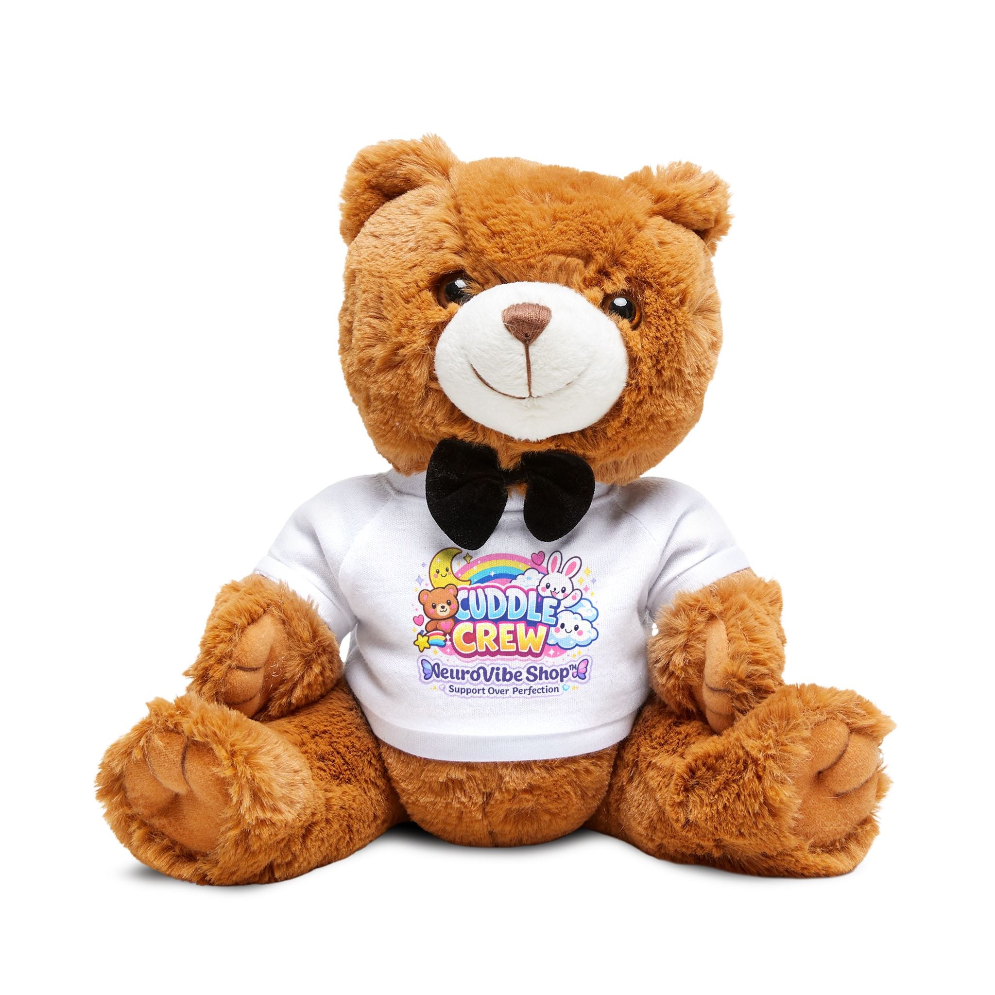Cuddle Crew Teddy Bear – NeuroVibe Shop™ Plush Bear with Rainbow Bunny & Teddy Friendship Shirt