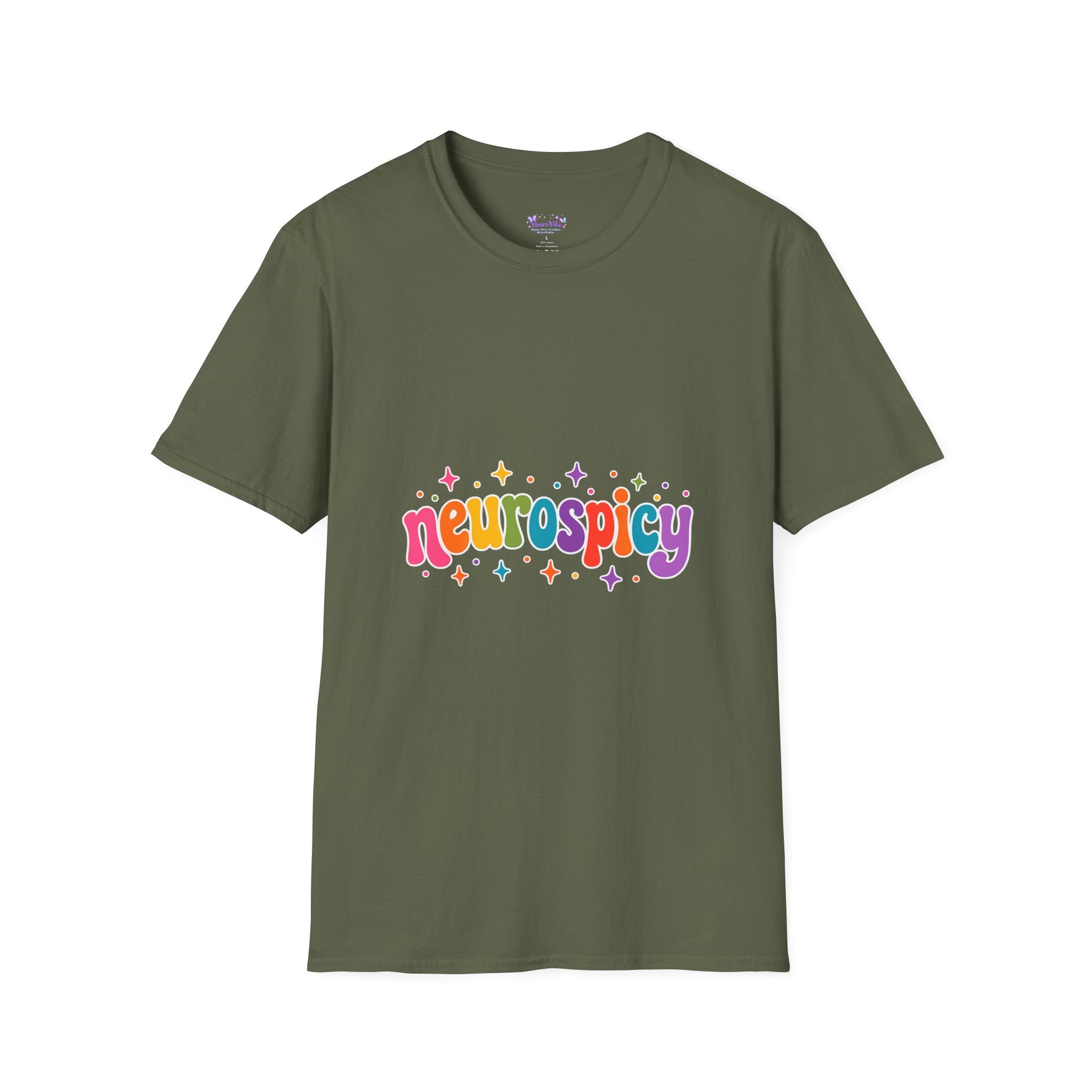 Neurospicy Rainbow T-Shirt | Neurodiversity Pride Shirt | ADHD Autism Awareness Tee | Colorful Neurodivergent Graphic T-Shirt | LGBTQ+ Inclusive Neurospicy Apparel