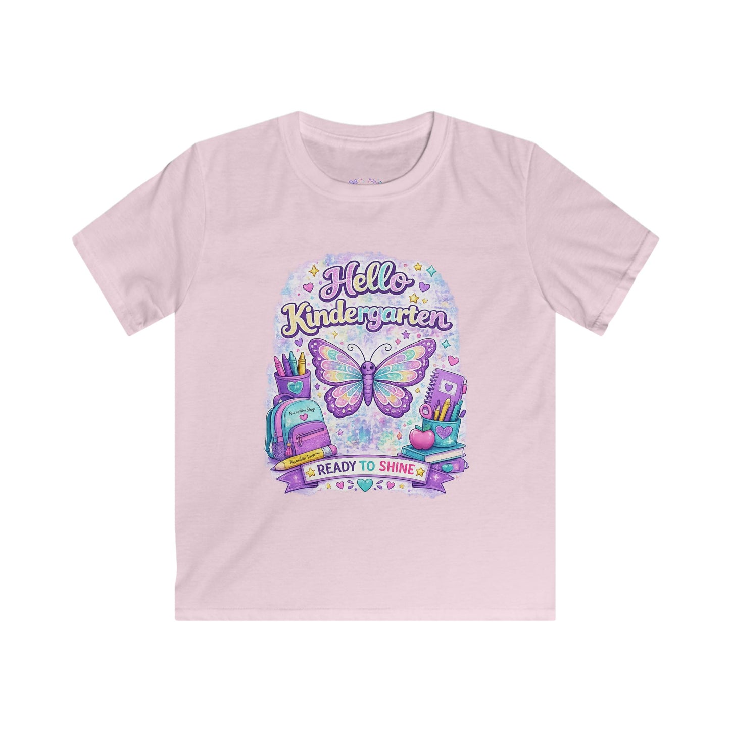 Hello Kindergarten Ready to Shine T-Shirt | Butterfly First Day of School Shirt | Kindergarten Back to School Tee 🦋🎒📚💜