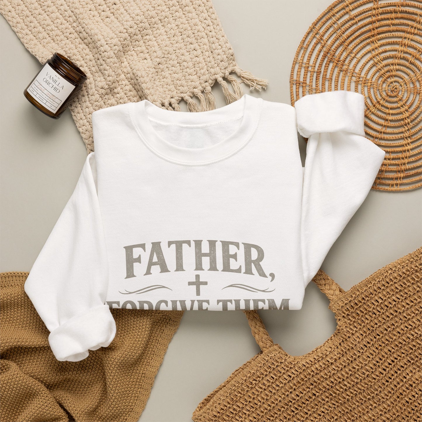 Father, Forgive Them Crewneck Sweatshirt | Luke 23:34 Christian Faith Sweatshirt