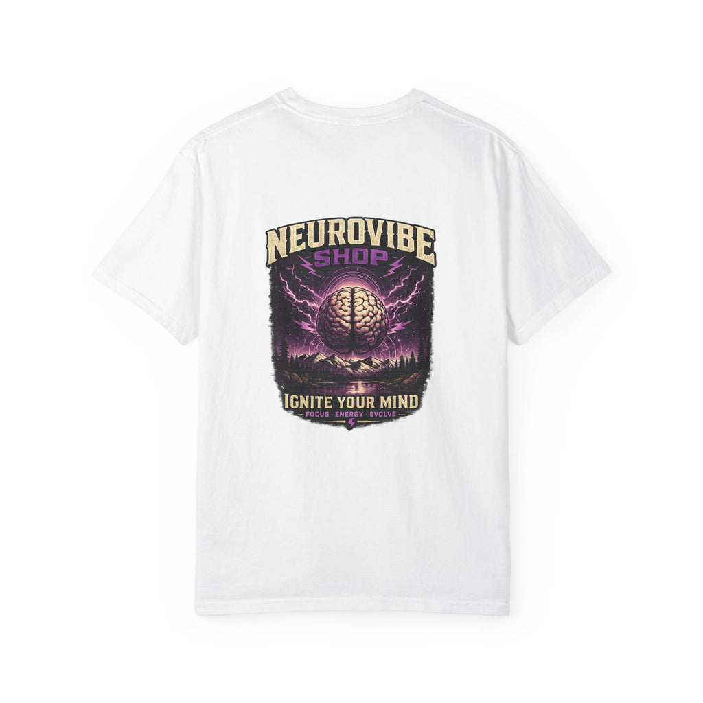 NeuroVibe Shop Ignite Your Mind T-Shirt | Purple Lightning Brain Graphic Tee | Neurodiversity Awareness Shirt | ADHD Autism Mental Health Support Apparel
