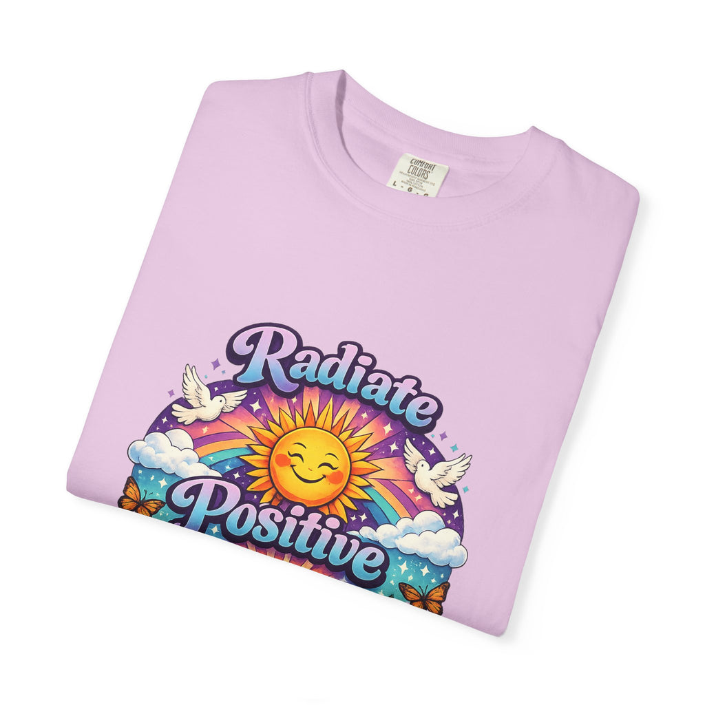 Radiate Positive Shirt – Groovy Purple & Teal Sunshine Floral Tee | Mental Health Awareness Gift