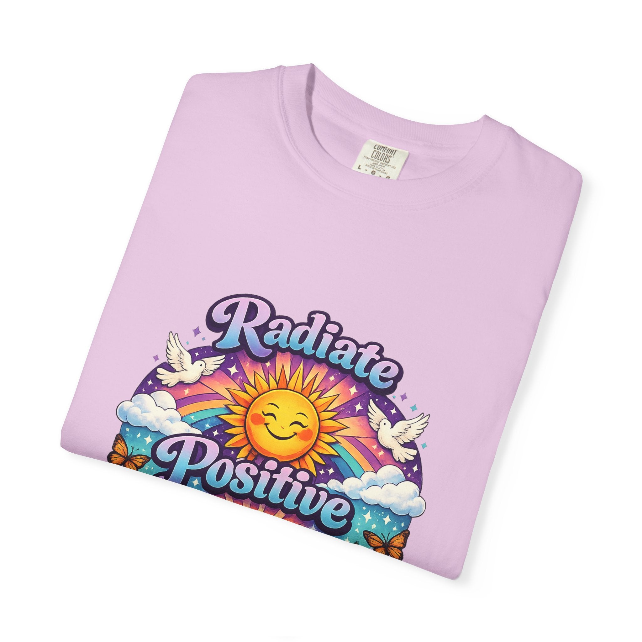 Radiate Positive Shirt – Groovy Purple & Teal Sunshine Floral Tee | Mental Health Awareness Gift