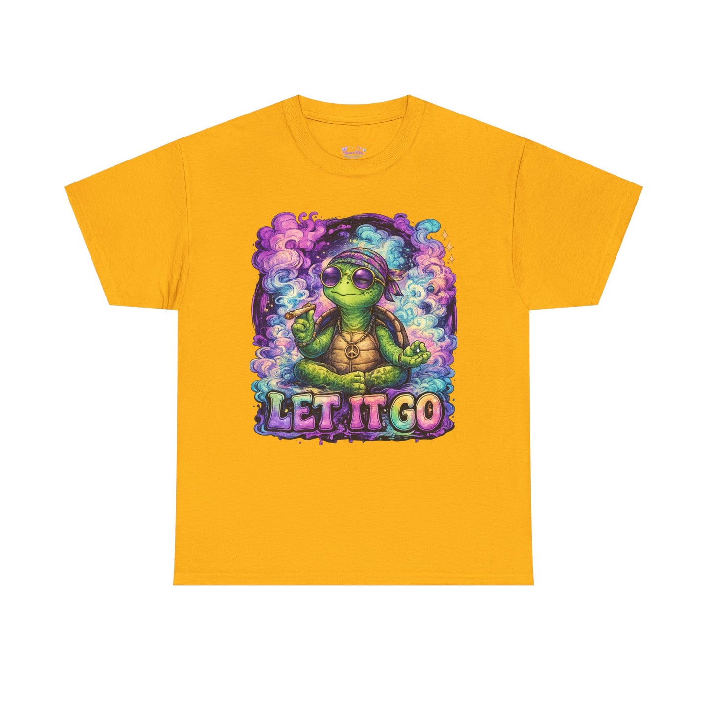 Let It Go Turtle T-Shirt | Chill Turtle Graphic Tee | Retro Hippie Turtle Shirt | Positive Vibes Relaxation Tee | Colorful Smoke Art Shirt