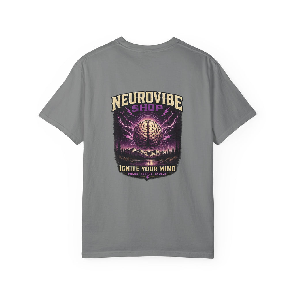 NeuroVibe Shop Ignite Your Mind T-Shirt | Purple Lightning Brain Graphic Tee | Neurodiversity Awareness Shirt | ADHD Autism Mental Health Support Apparel
